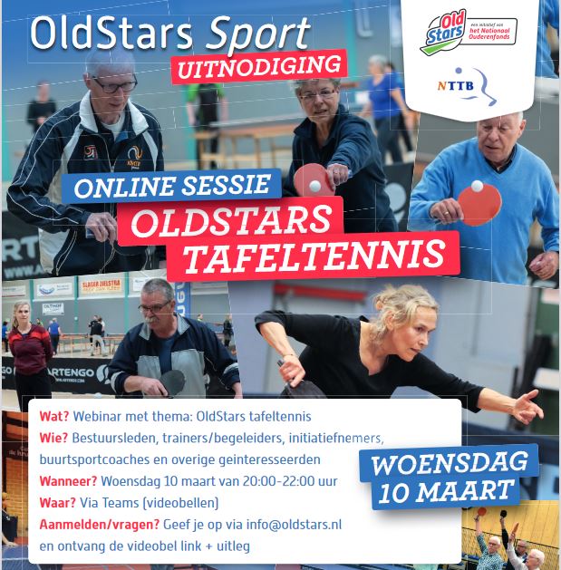 Online Benen Op Tafel (BOT)sessie Oldstars Tafeltennis Afdeling